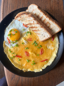 c. spicy egg toast with chili