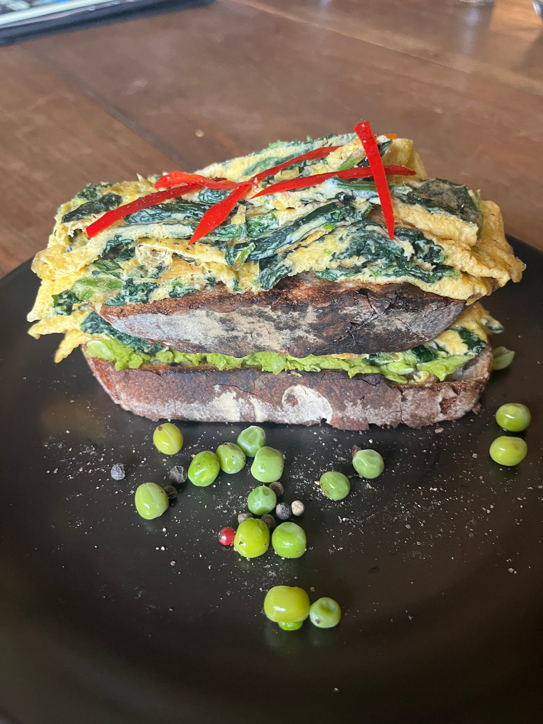 p. spinach omelette on sourdough