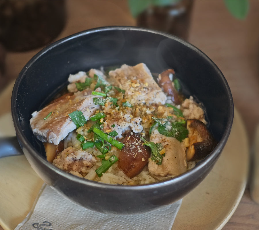 Homemade rice porridge with pork spareribs